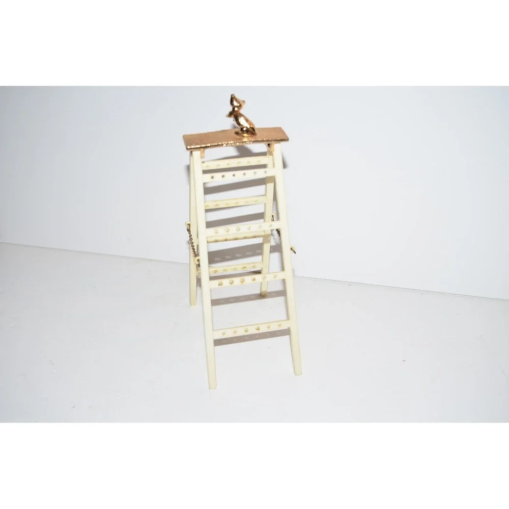 Vtg Jameco Gold Tone Kitten Cat Earring  Ladder Holder Cream Stand